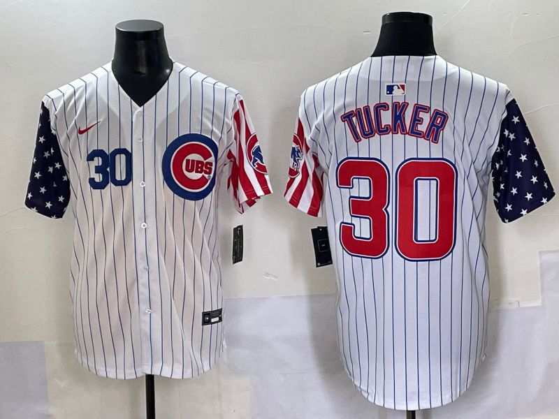 Men 2025 Chicago Cubs #30 Tucker White Stripe a generation of national flags Joint Name Nike MLB Jersey style 3